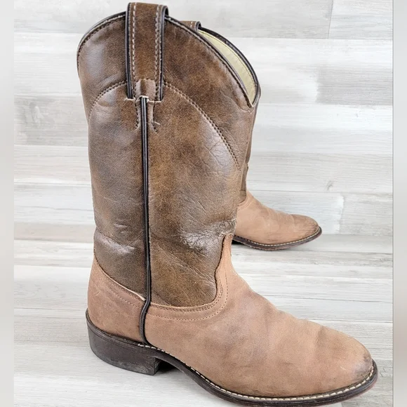 Laredo 2 Tone Brown Leather Western Cowgirl Boots Women's Size 8.5M USA Made - Picture 11 of 16